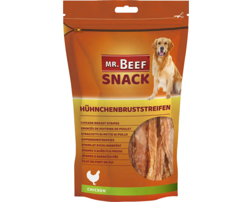 Hundesnack Mr.Beef Hühnchenbrust 90 g Mr. Beef Snack Hühnchenbruststreifen Packung für Hunde