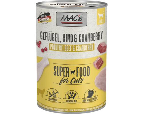 Katzenfutter nass MAC's Geflügel & Cranberry 400 g