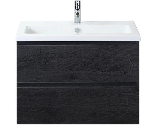 Waschtischunterschrank mit zwei Schubladen, Keramikwaschbecken und Armatur