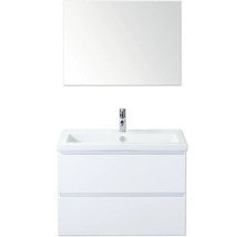 Waschtisch mit zwei Schubladen, Aufsatzwaschbecken und Spiegel