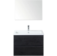 Waschtisch mit Unterschrank, Spiegel, Armatur und zwei Schubladen