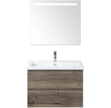 Waschtisch mit Waschbecken und Spiegel mit Beleuchtung