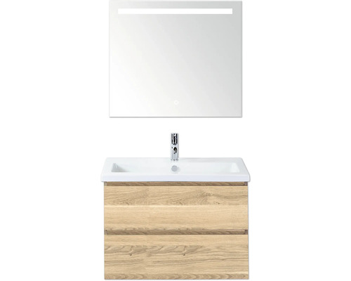 Waschtisch mit Unterschrank, Spiegel und Beleuchtung für das Badezimmer