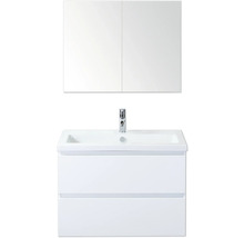 Waschtisch mit Waschbecken, Armatur und Spiegelschrank