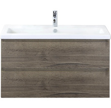 Waschtischunterschrank mit zwei Schubladen und Aufsatzwaschbecken