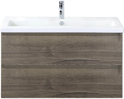 Waschtischunterschrank mit zwei Schubladen und Aufsatzwaschbecken