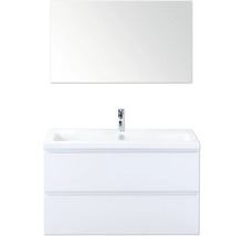 Weißer Waschtisch mit Spiegel und zwei Schubladen für Badezimmer