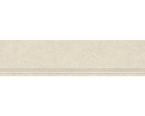 Feinsteinzeug Stufenfliesen Alpen 29,8x120 cm beige matt rektifiziert Keramikfliese für Treppenstufen mit drei Rillen