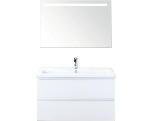 Waschtischkombination mit Spiegel und zwei Schubladen