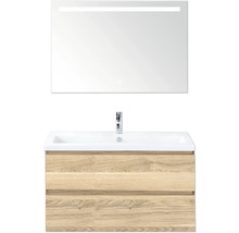 Waschtisch mit Unterschrank und Spiegel mit Beleuchtung für das Badezimmer