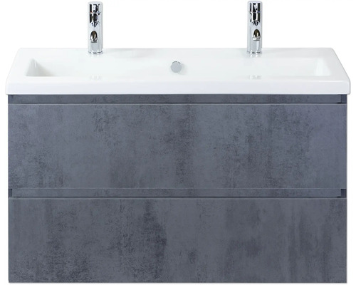 Waschtischunterschrank mit zwei Schubladen, Waschtisch und Armaturen