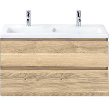 Waschtischunterschrank mit zwei Schubladen und Aufsatzwaschbecken