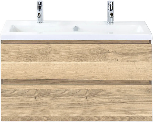 Waschtischunterschrank mit zwei Schubladen und Aufsatzwaschbecken