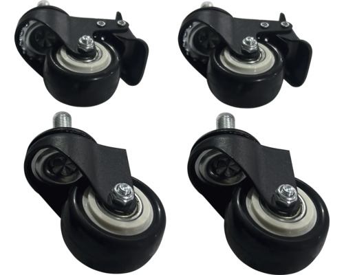 Vier schwarze Möbelrollen mit Gewindestift