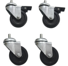 Vier Möbelrollen mit Gewinde, Rollendurchmesser circa 50 Millimeter