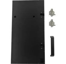 Schwarze Tür mit Scharnieren und Griff für den Innenausbau