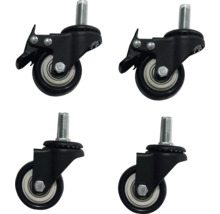 Vier Möbelrollen mit Gewindestift und Bremse