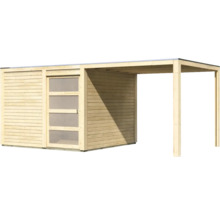 Holzgartenhaus mit seitlichem Unterstand