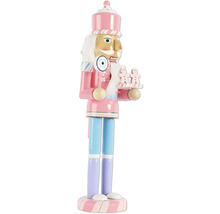 Dekorative Holz-Nussknacker-Figur mit Zuckerstangen, Lebkuchenmännchen und Bonbons