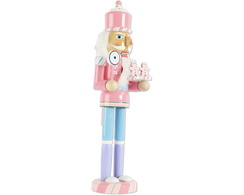 Dekorative Holz-Nussknacker-Figur mit Zuckerstangen, Lebkuchenmännchen und Bonbons