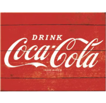 Coca-Cola Schriftzug auf Holzschild
