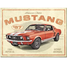 Dekoratives Schild mit einem roten 1967er Ford Mustang