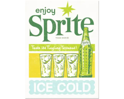 Sprite Poster mit Flasche und Gläsern