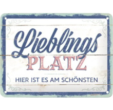 Metallschild mit dem Text Lieblingsplatz Hier ist es am Schönsten