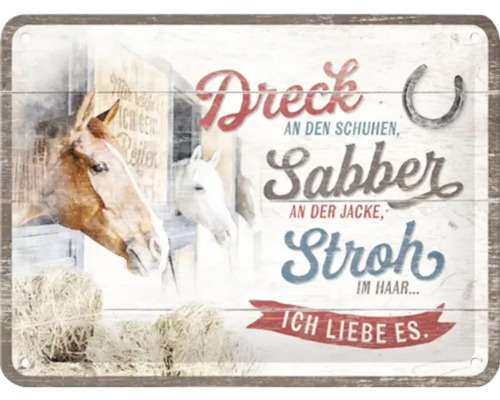 Dekoratives Schild mit Pferde-Motiv und Spruch
