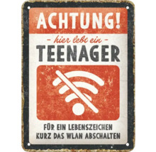 Dekoratives Schild mit der Aufschrift Achtung! Hier lebt ein Teenager