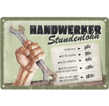 Metallschild mit Handwerker Stundenlohn Preisen