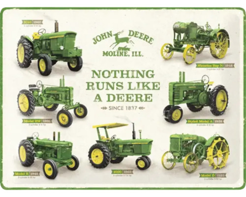 Illustration verschiedener John Deere Traktoren Modelle