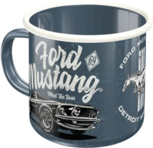 Ford Mustang Emaille Tasse mit Automobilmotiv