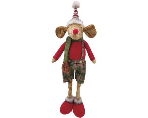 Weihnachtsdekoration Stofftier Maus mit Mütze und Schal