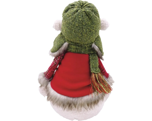 Weihnachtsfigur mit Mütze, Schal und rotem Kleid
