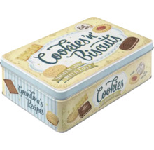 Dekorative Keksdose mit der Aufschrift Cookies''n Biscuits und Oma''s Rezepten