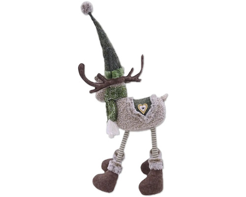 Dekorativer Rentier-Weihnachtsschmuck mit Mütze und Schal