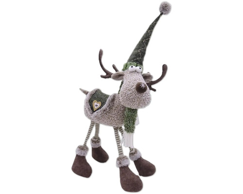 Dekorativer Plüsch-Rentier mit Mütze und Schal für die Weihnachtszeit