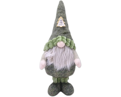 Dekorativer Gartenzwerg mit Bart und Weihnachtsmotiv