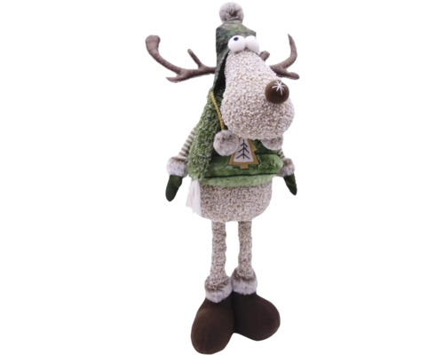 Dekorative Elchfigur mit Mütze und Geweih als Weihnachtsdekoration