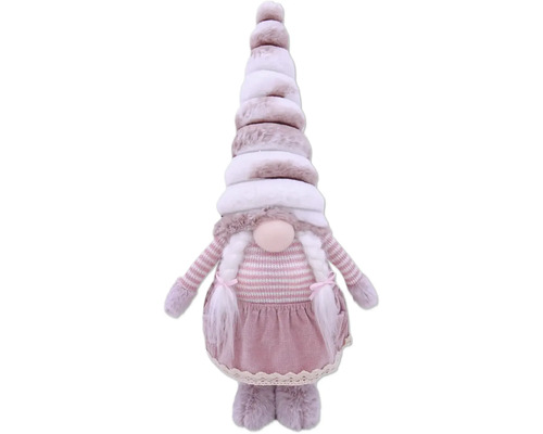 Dekorative Zwergenfigur mit Mütze, Zöpfen und Kleid