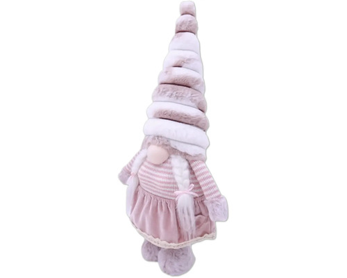 Dekorative Zwergenfigur mit gestreiftem Oberteil und hohem Hut als Weihnachtsdekoration