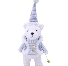 Dekofigur Bär mit Mütze und Strickjacke