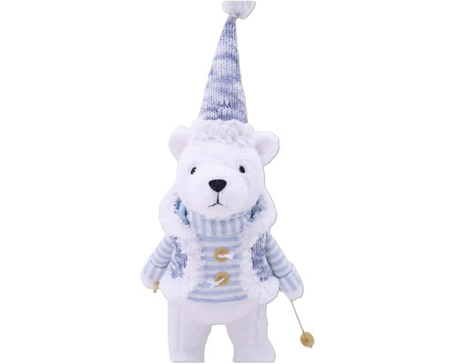 Dekofigur Bär mit Mütze und Strickjacke
