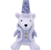 Dekorativer Eisbär mit gestricktem Hut und Weste