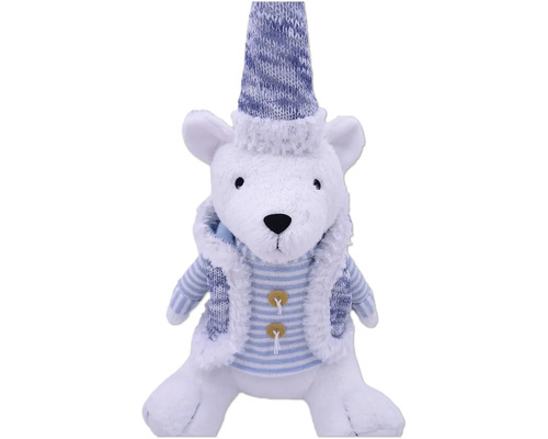 Dekorativer Eisbär mit gestricktem Hut und Weste