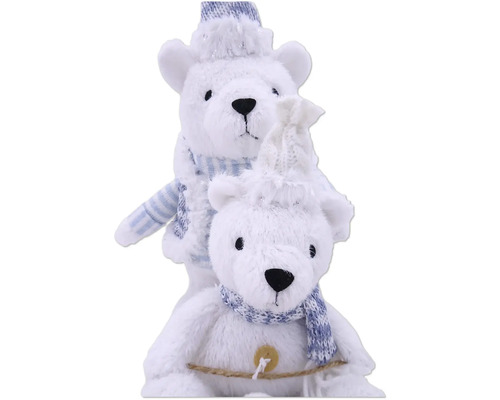 Dekorative Eisbären-Figuren mit Mützen und Schals für die Winterdekoration