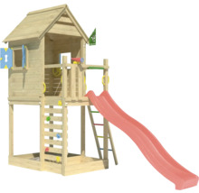 Spielturm mit Rutsche und Kletterwand für den Garten