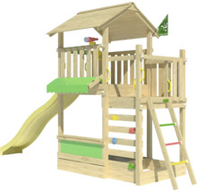 Holzspielturm mit Rutsche, Leiter und Kletterwand für den Garten