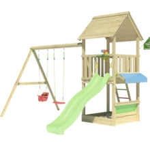Spielplatz mit Schaukel, Rutsche und Spielhaus für den Außenbereich